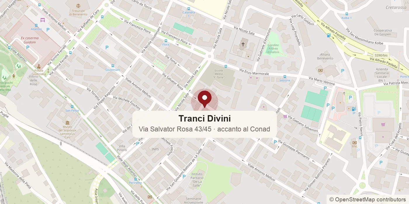 Mappa: Tranci Divini in Via Salvator Rosa 43/45 a Benevento, accanto al Conad